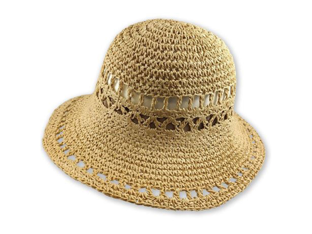 Cappello cloche carta  crochet avana