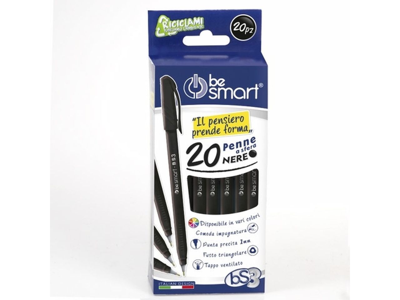 Penne a sfera colore nero be smart - la confezione comprende 20 penne