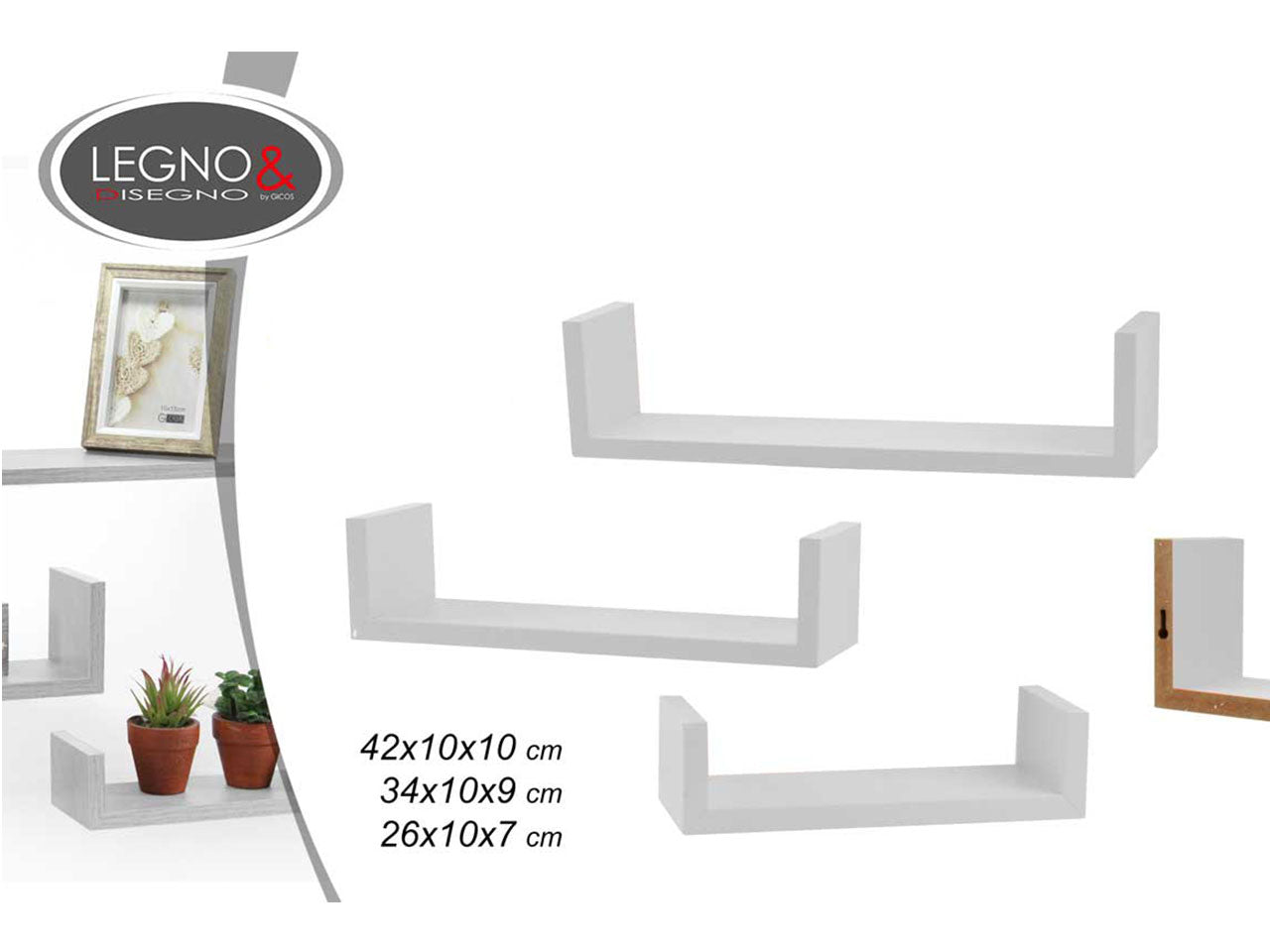 L.bianca mensole 3pz 42/34/26cm 621710