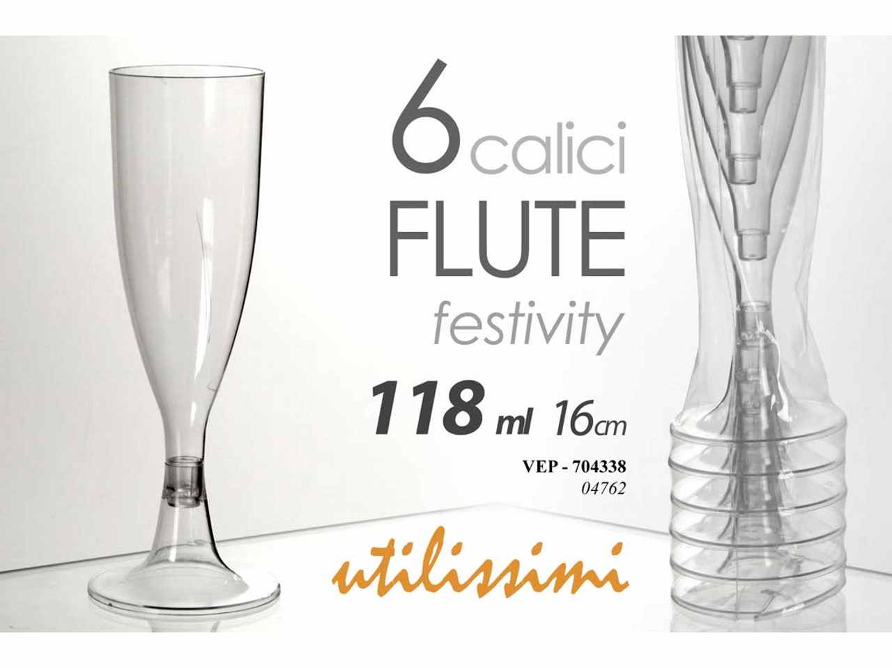 Calice flute 6 pezzi 120ml 16cm 704338