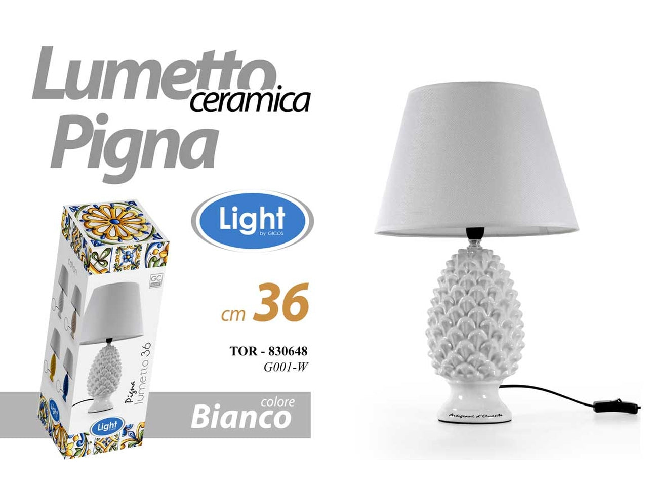 Lume pigna bianco h36cm 830648