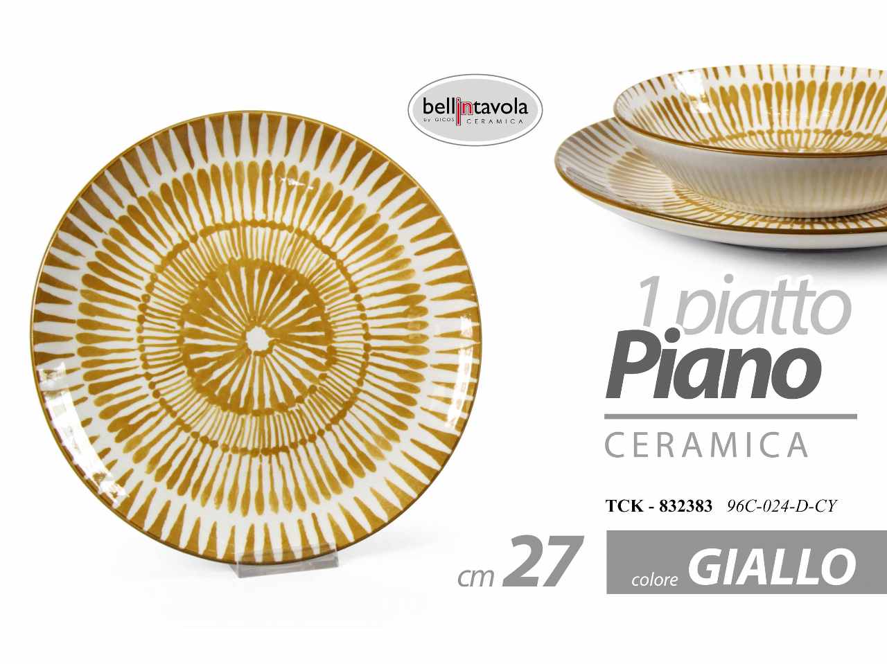 Piatto piano 27cm giallo 832383