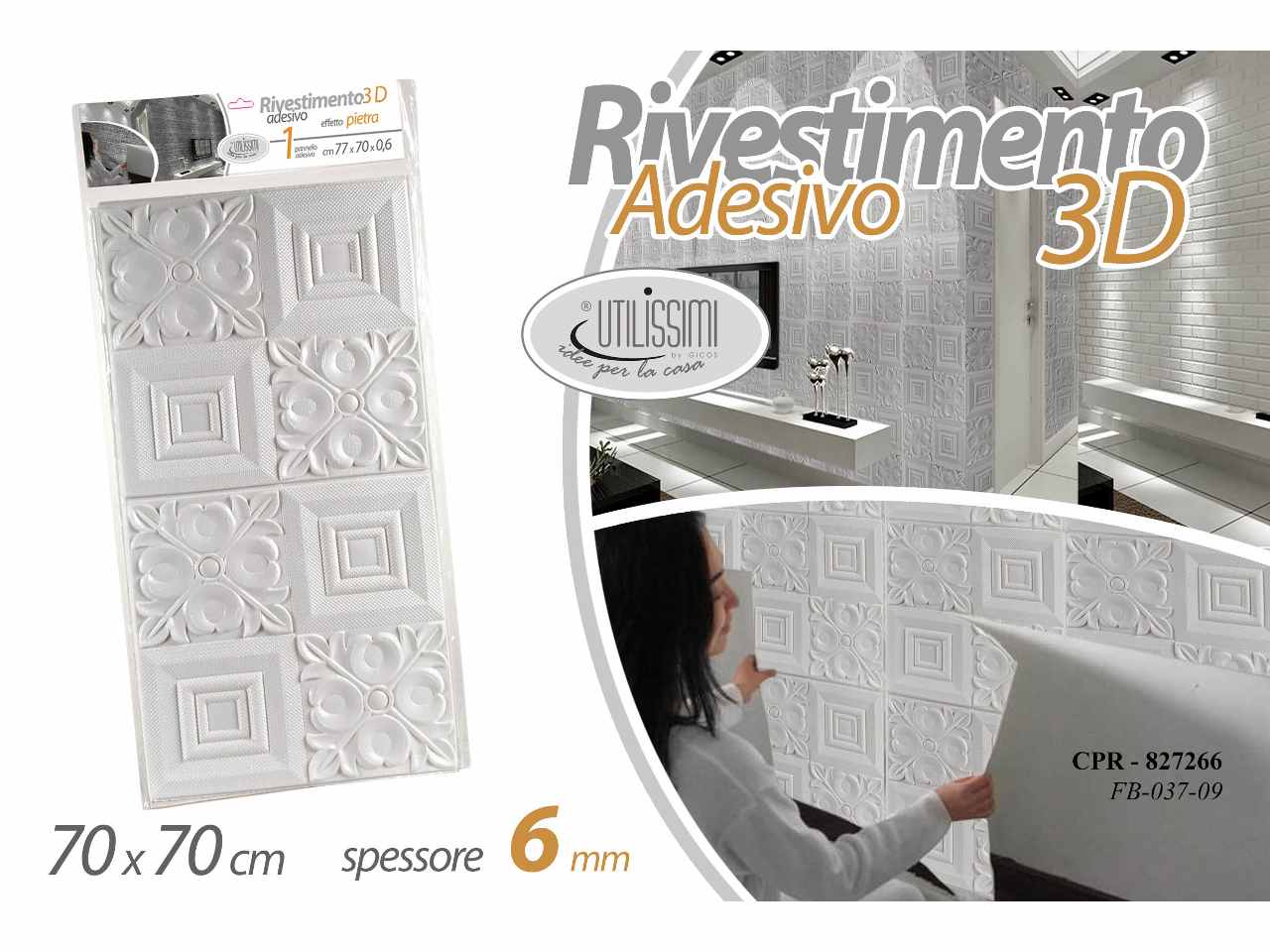 Rivestimento ades.3d 70x70cm 827266