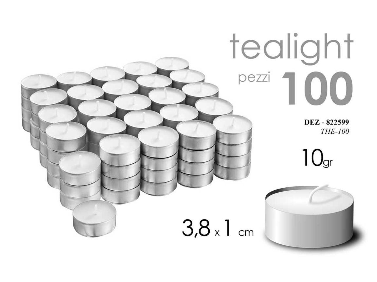 Tealight 10gr 3,8x1cm - la confezione contiene 100 tealight