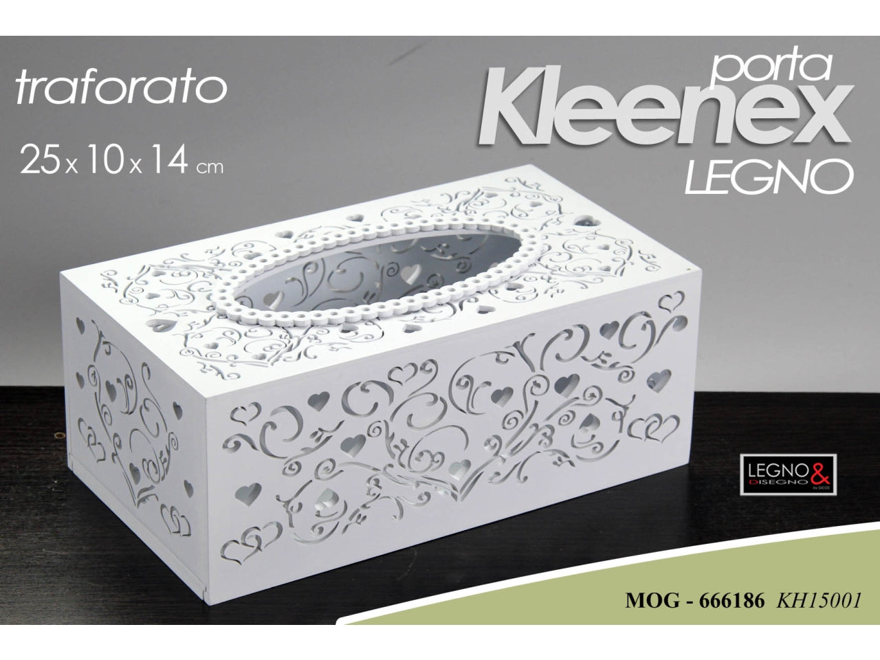 Scatola traforata bianca porta kleenex bianca misura 25x10x14cm