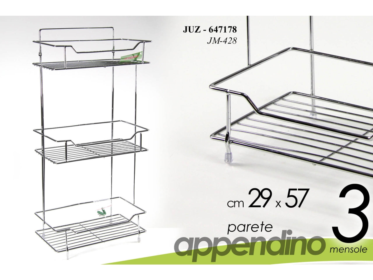 Frontale da parete con 3 mensole 29x57cm