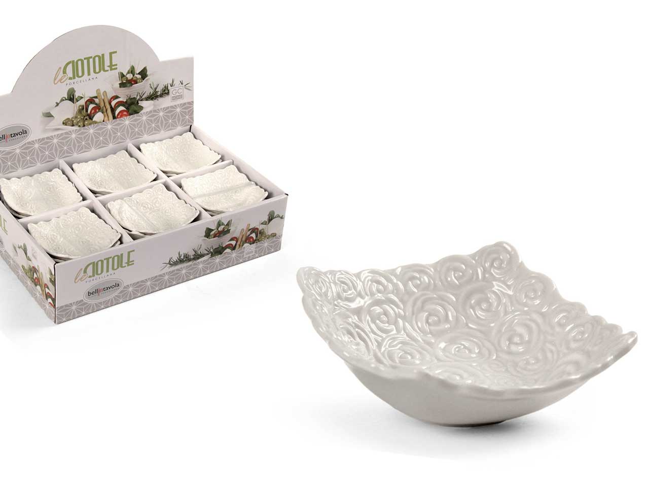 Ciotola in porcellana bianca misura 9x9x3