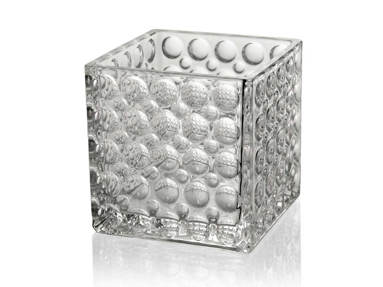 Portacandele classico in vetro trasparente 10x10 cm - Gicos