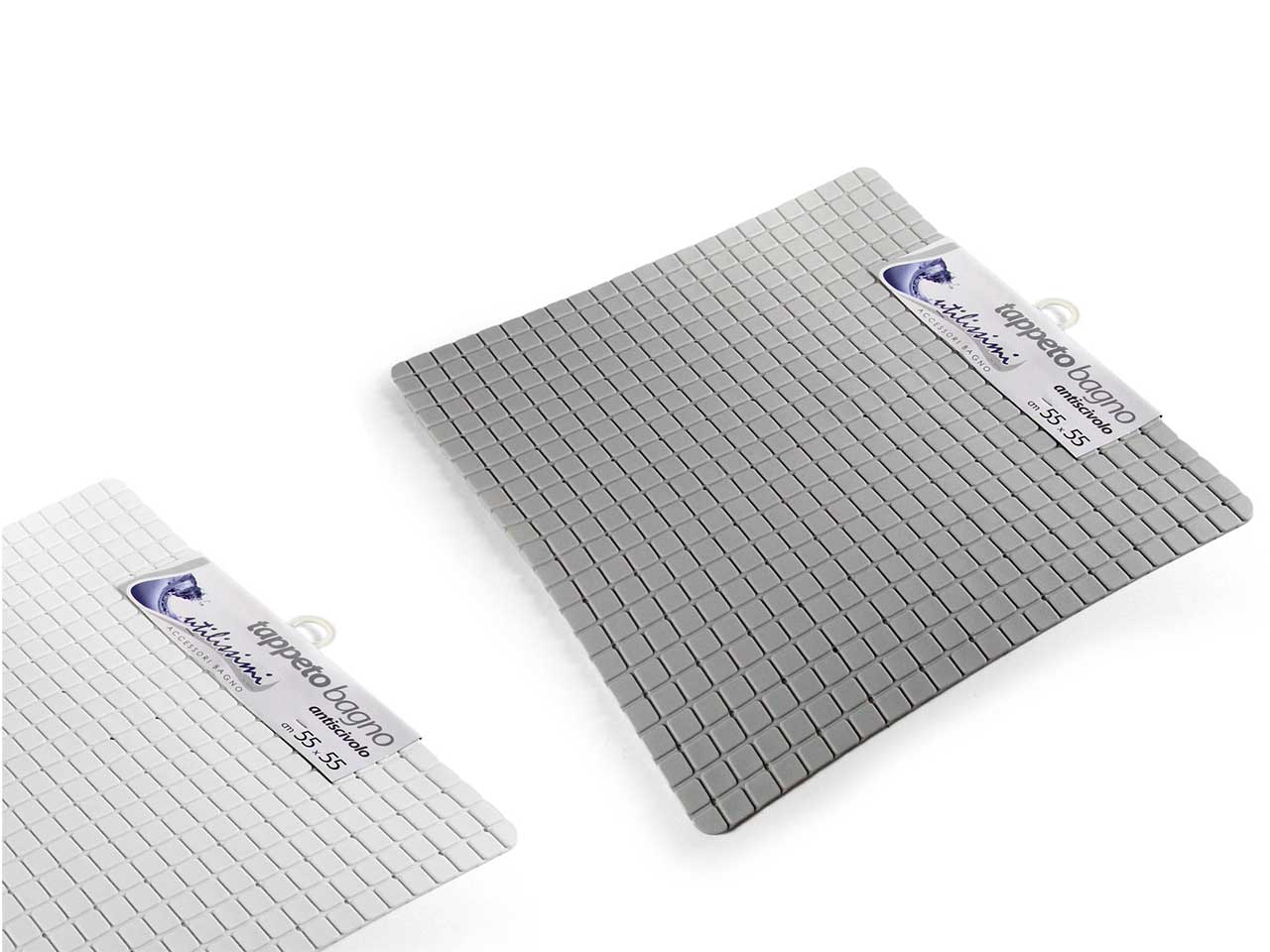 Tappeto antiscivolo pvc grigio bianco e tortora con ventose per doccia 55x55 cm - Gicos