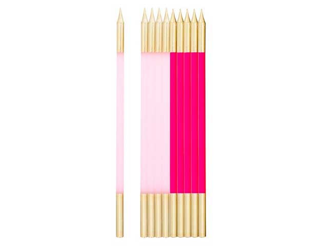 Candeline 15,5cm 10pz fucsia/rosa e oro