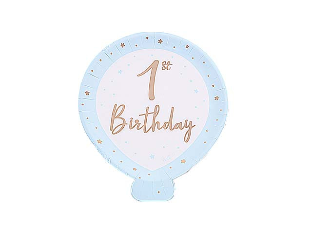 Piatti balloon 1st birthday azz./oro 8 pezzi 64029
