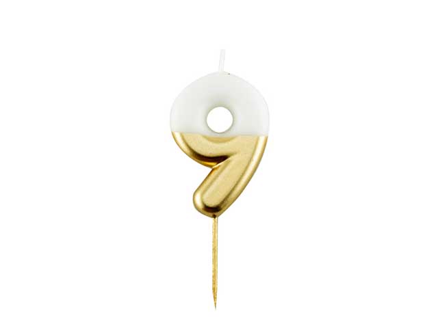Candelina n.9 10,5cm bianco/oro 50649
