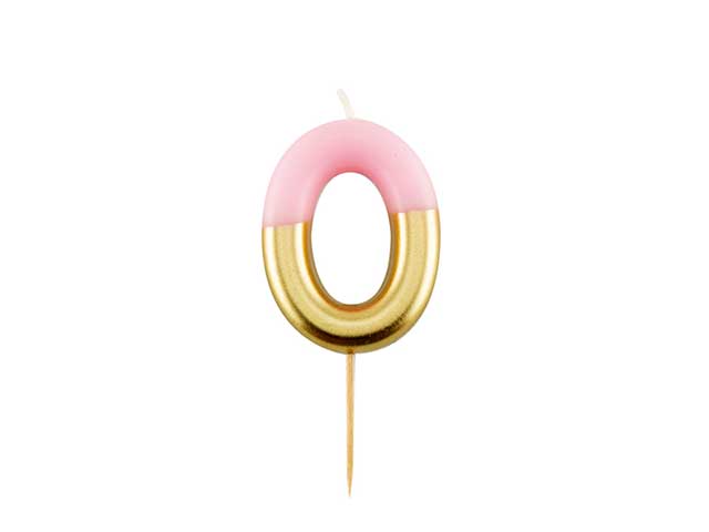 Candelina n.0 10,5cm rosa/oro 50660