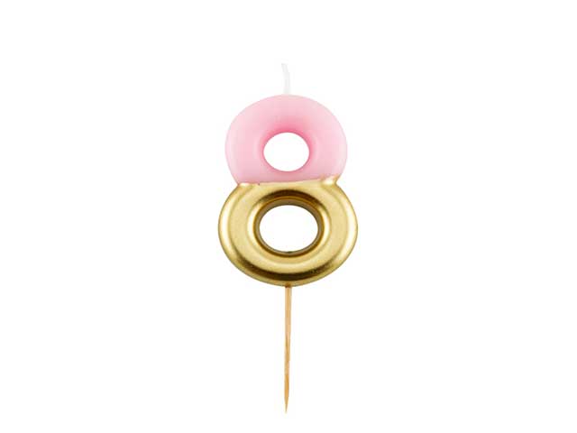 Candelina n.8 10,5cm rosa/oro 50668