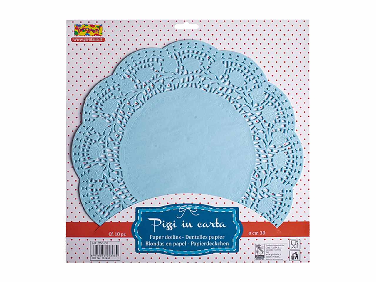 Centrino 15 pezzi pizzo azz.34cm 25354