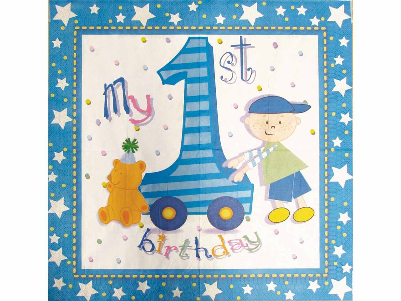Tovaglioli 1 compleanno azz.33x33cm 20 pezzi 62603