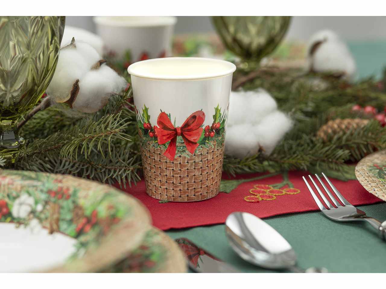 Bicchieri 8 pezzi con 8 cover 250cc. christmas rattan$