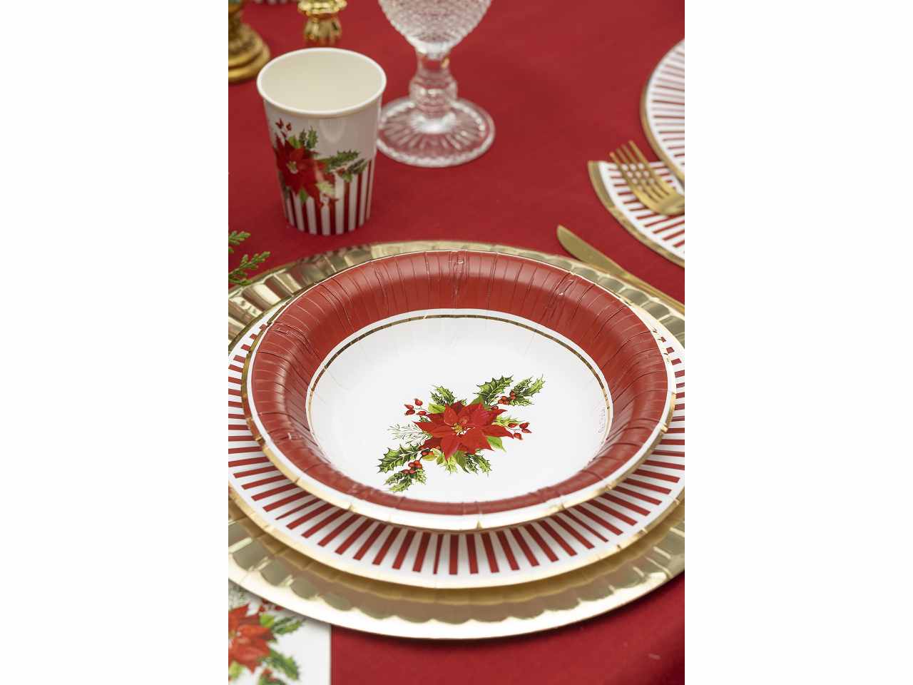 Piatti cm 24 christmas flower 8 pezzi$