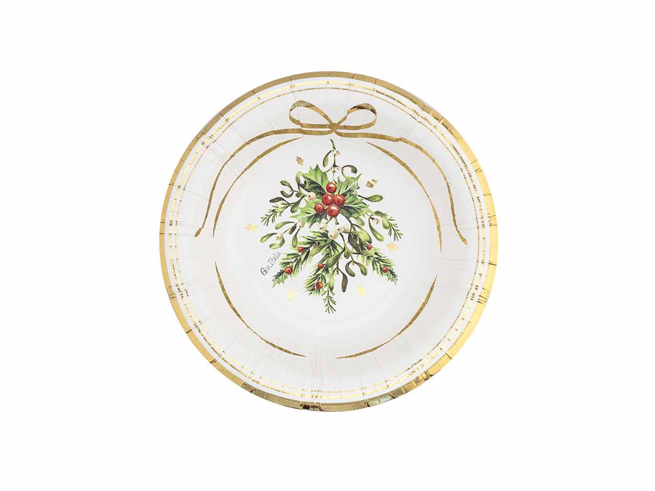 Piatti cm24 8 pezzi merry christmas gold$