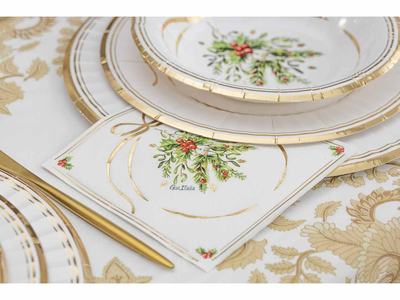 Tovaglioli merry gold christmas 3 veli cm.33x33 18 pezzi$