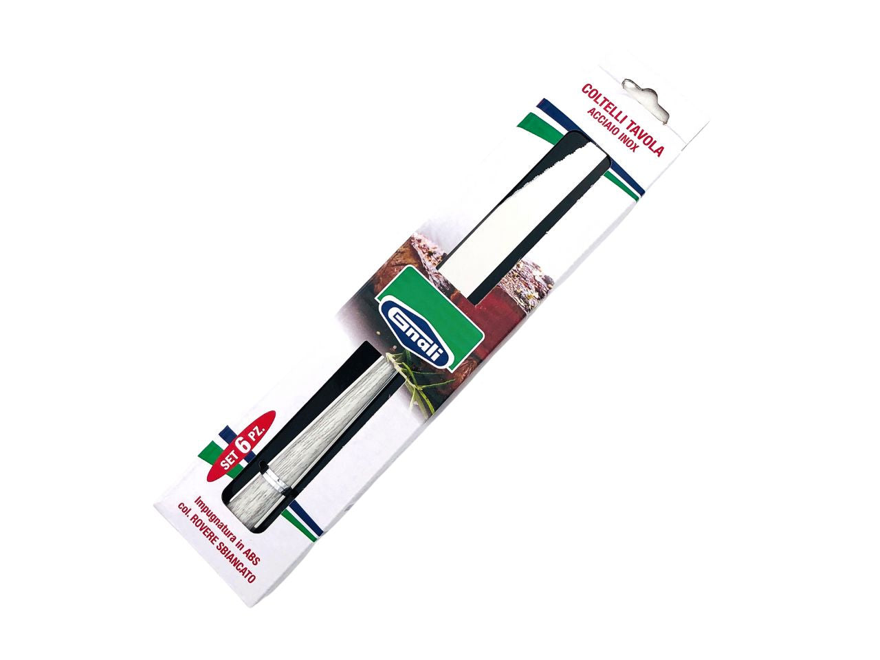 Coltello tavola manico rovere sbiancato set da 6 coltelli