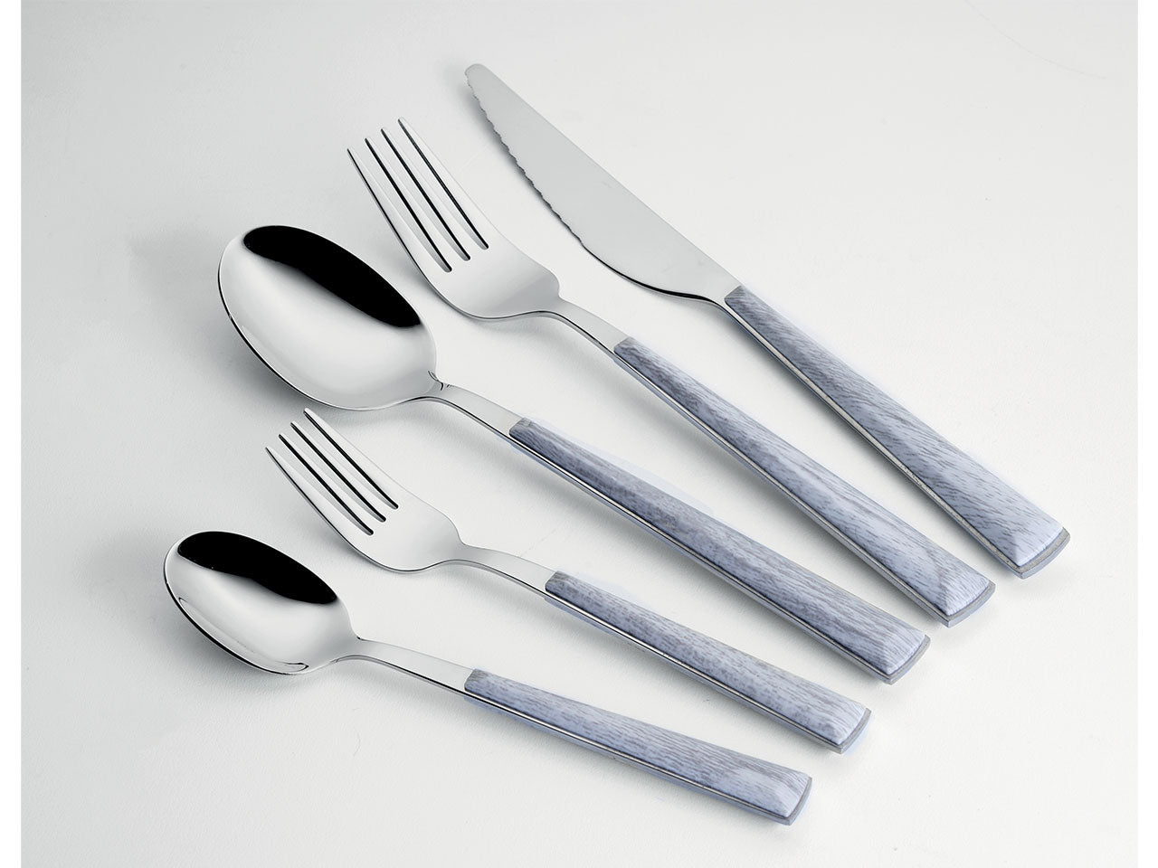 Coltello tavola manico rovere sbiancato set da 6 coltelli