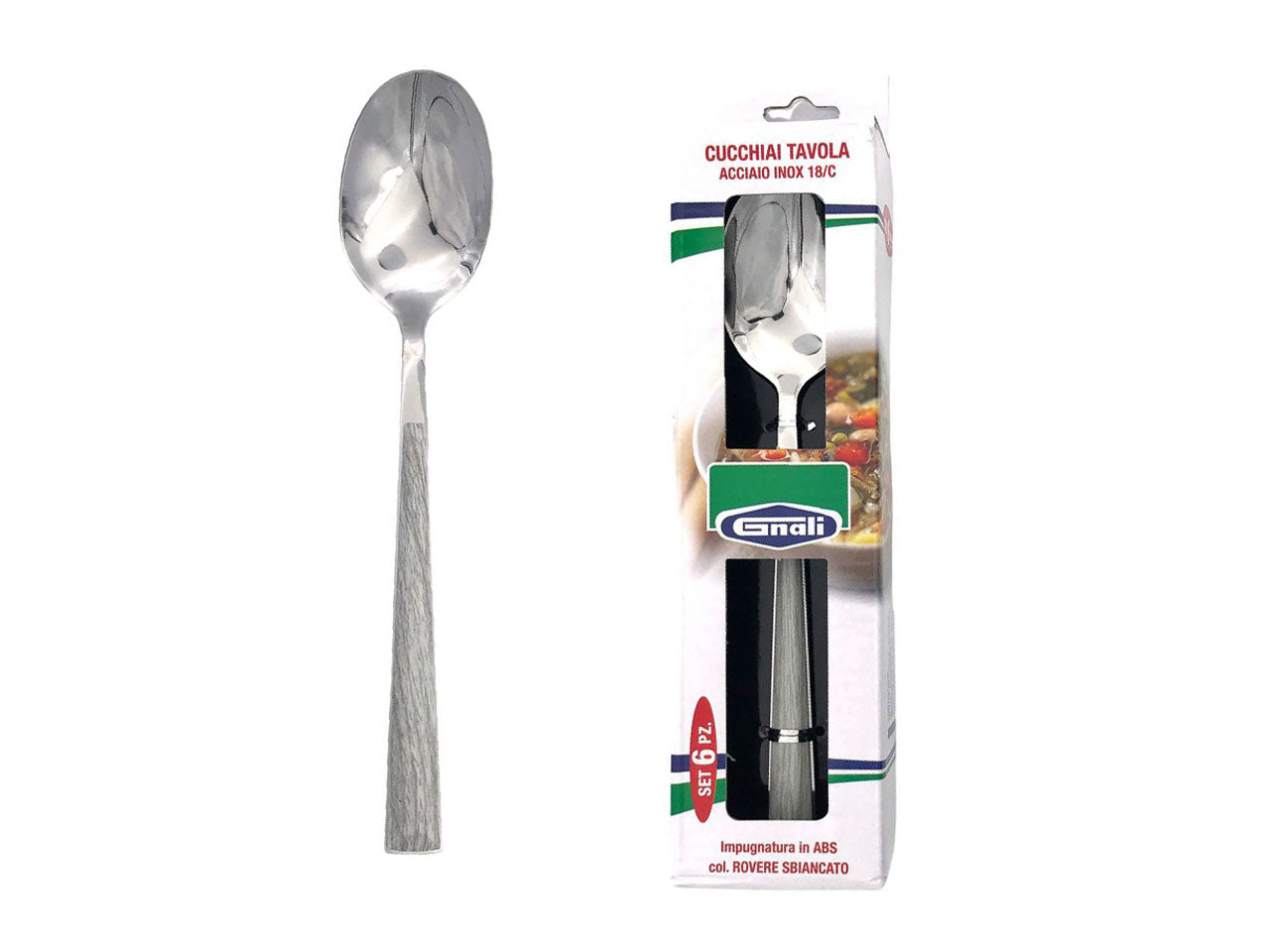 Cucchiaio caffÃ¨ manico rovere sbiancato set da 6 cucchiai