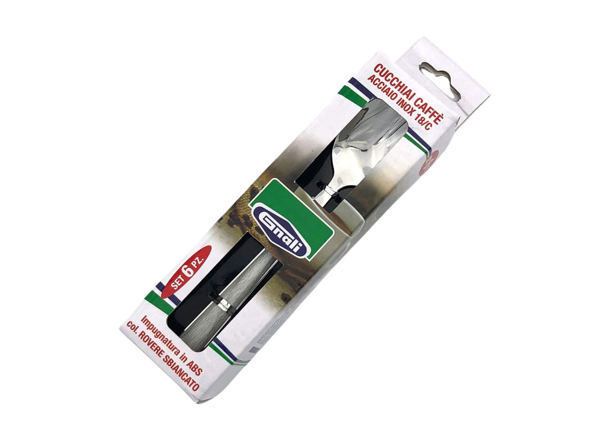 Cucchiaio caffÃ¨ manico rovere sbiancato set da 6 cucchiai