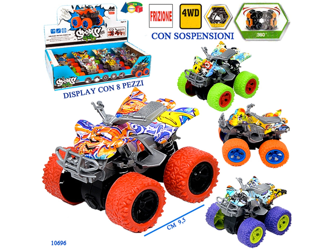 Quad monster a frizione aerografato 4wd assortito