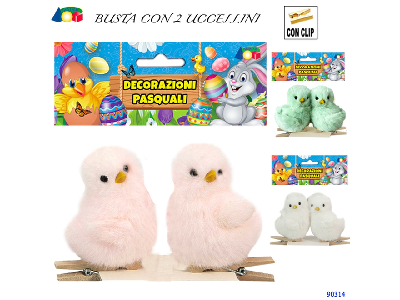 Uccellini con clip - blister da 2 uccellini