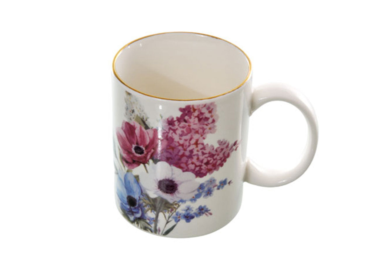 Tazza in ceramica bianca floreale stile country 8x9,5 cm - Golden Hill