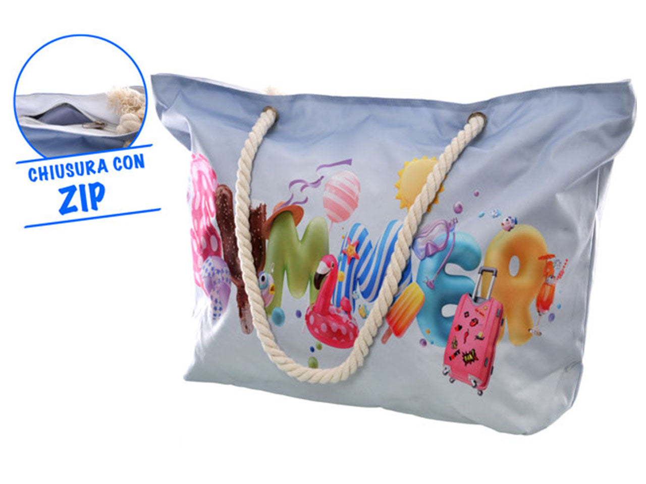 Borsa mare in poliestere multicolor - Golden hill
