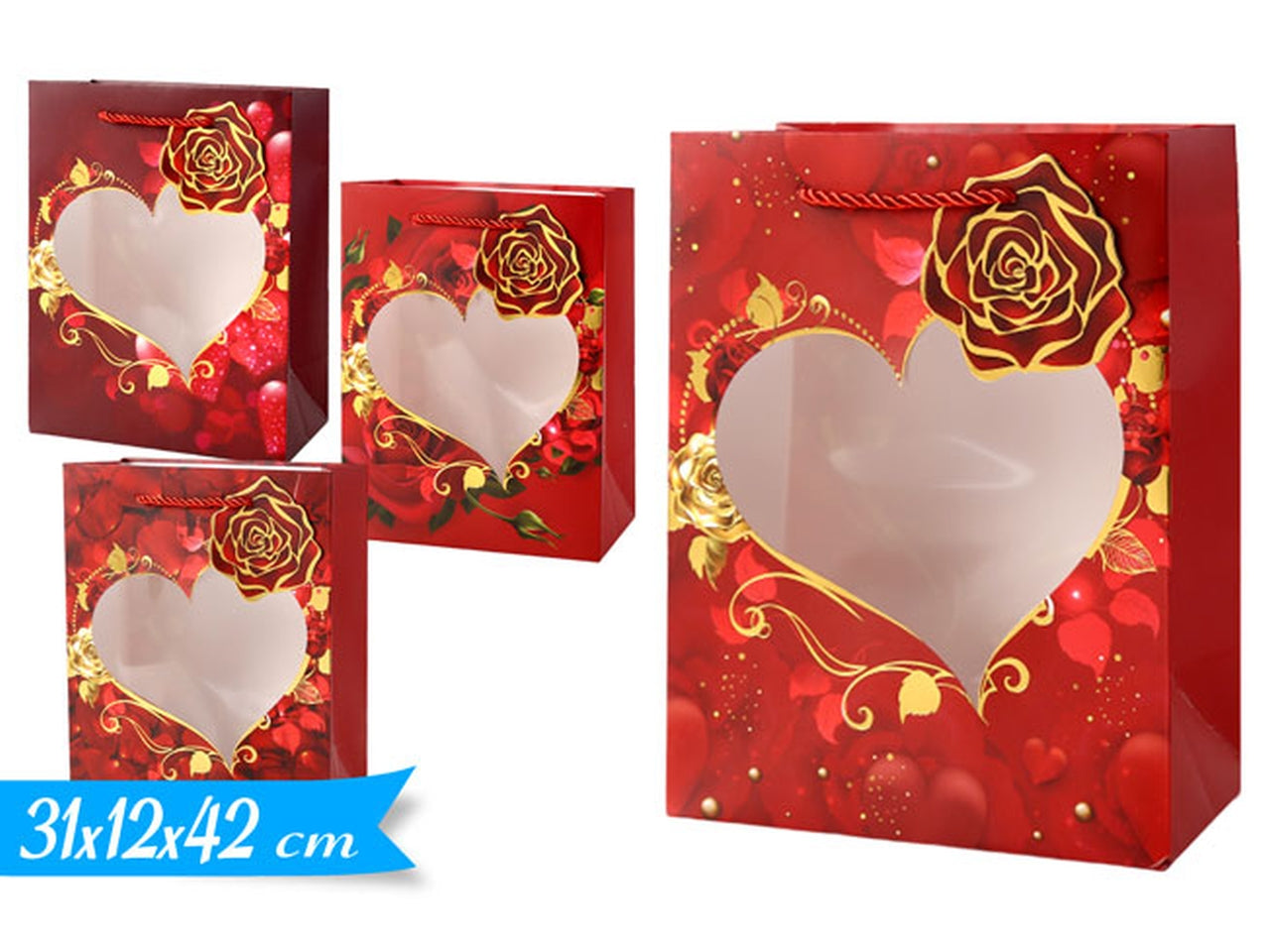 Busta cuori 30x41,5x12cm assortita