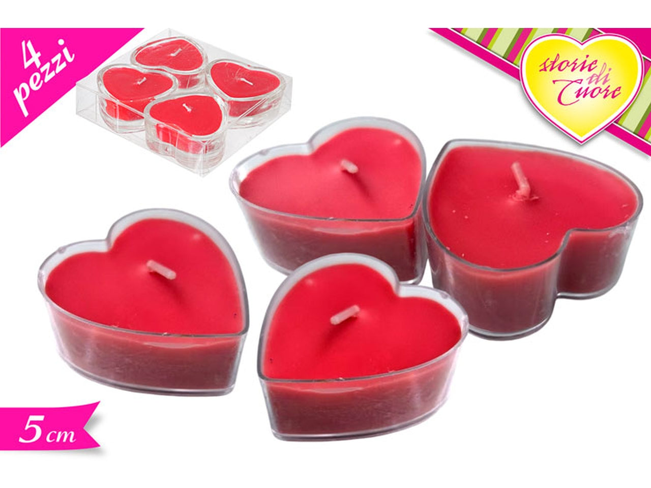 Candela cuore 5cm set da 4 candele