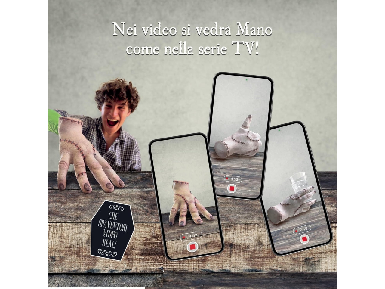 Mercoledi' mano real fx con effetti speciali e guanto green screen