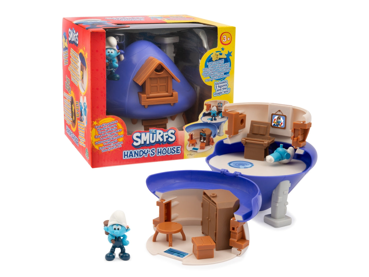 Puffi playset casa con chiave di inventore - La casa di inventore con 2 personaggi esclusivi, elementi dâarredo - Giochi Preziosi