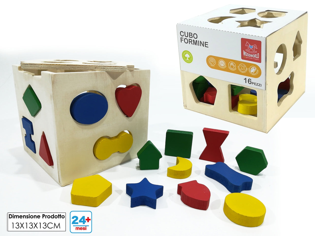 Gioco cubo c/formine legno   539714