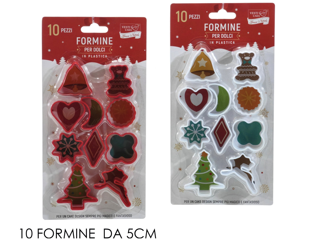 Formine in plastica natalizie confezione da 10 pezzi assortite