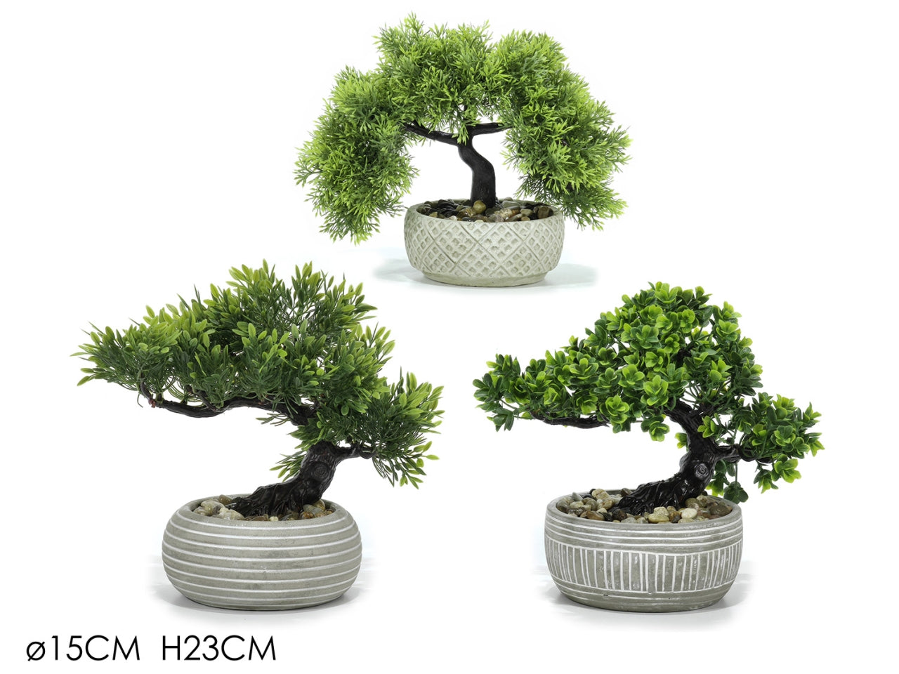 Pianta artificiale bonsai con vaso in ceramica e plastica 15x23 cm - General Trade