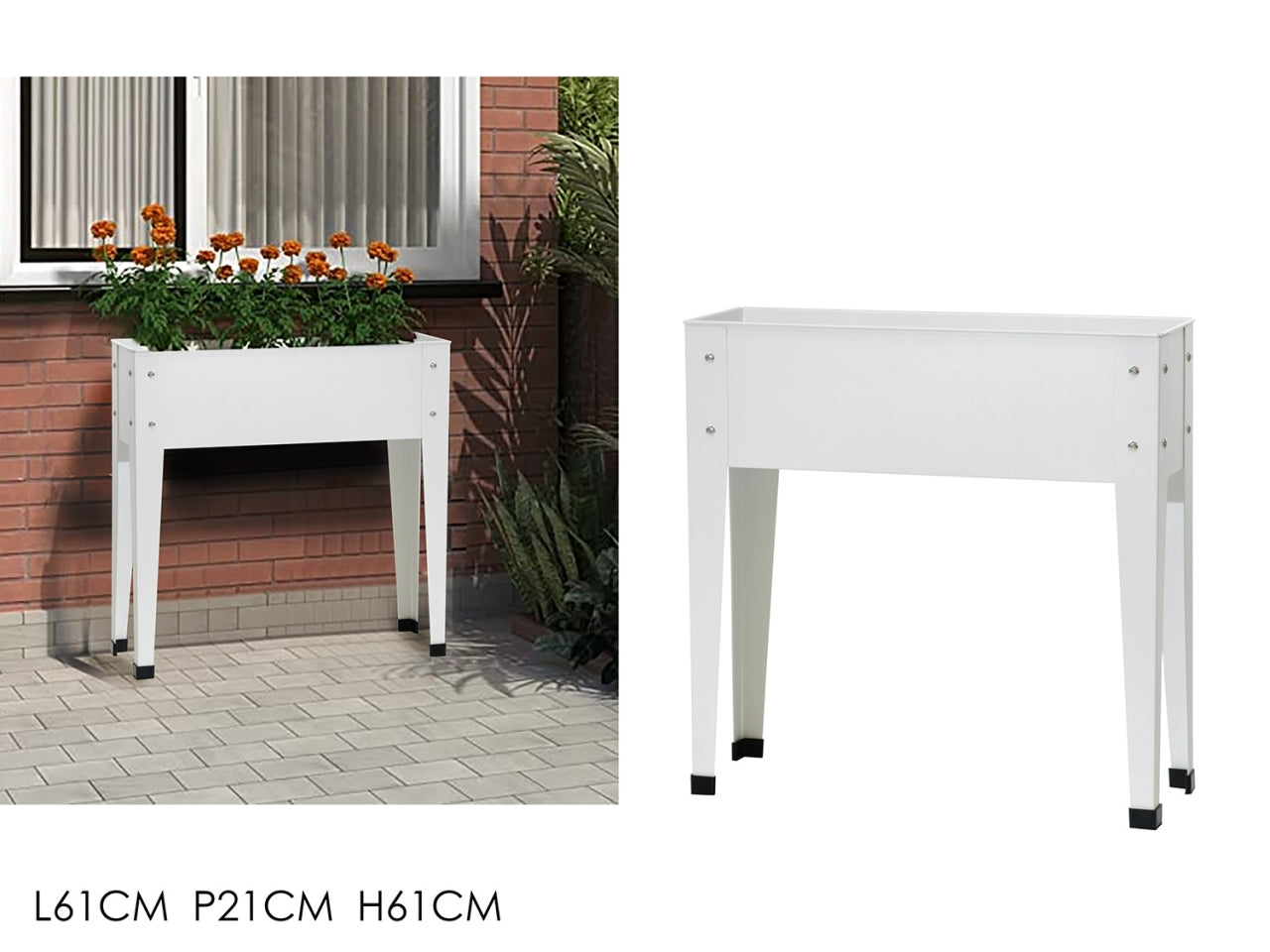 Fioriera rialzata rettangolare bianca in metallo design moderno h.61 cm- Vestiamo Casa