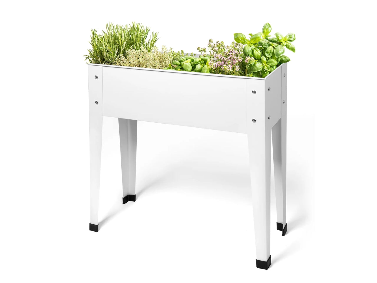 Fioriera rialzata rettangolare bianca in metallo design moderno h.61 cm- Vestiamo Casa