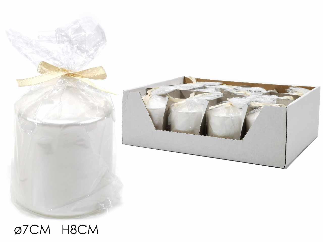 Candela moccolo d.7xh8cm bianca perlata