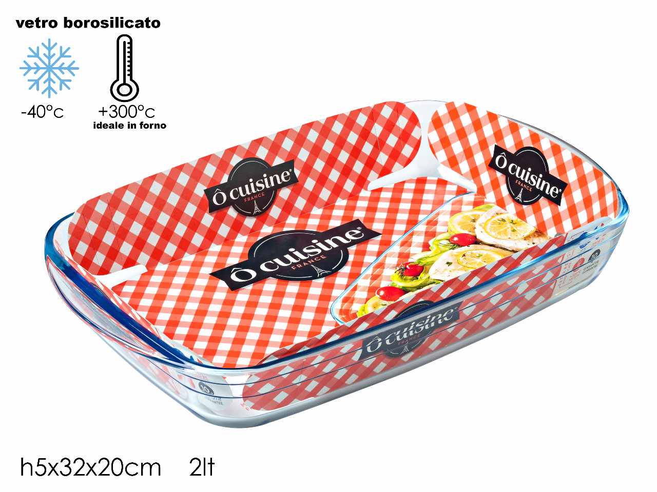 Cousine pirofila in vetro rettangolare 32x20cm