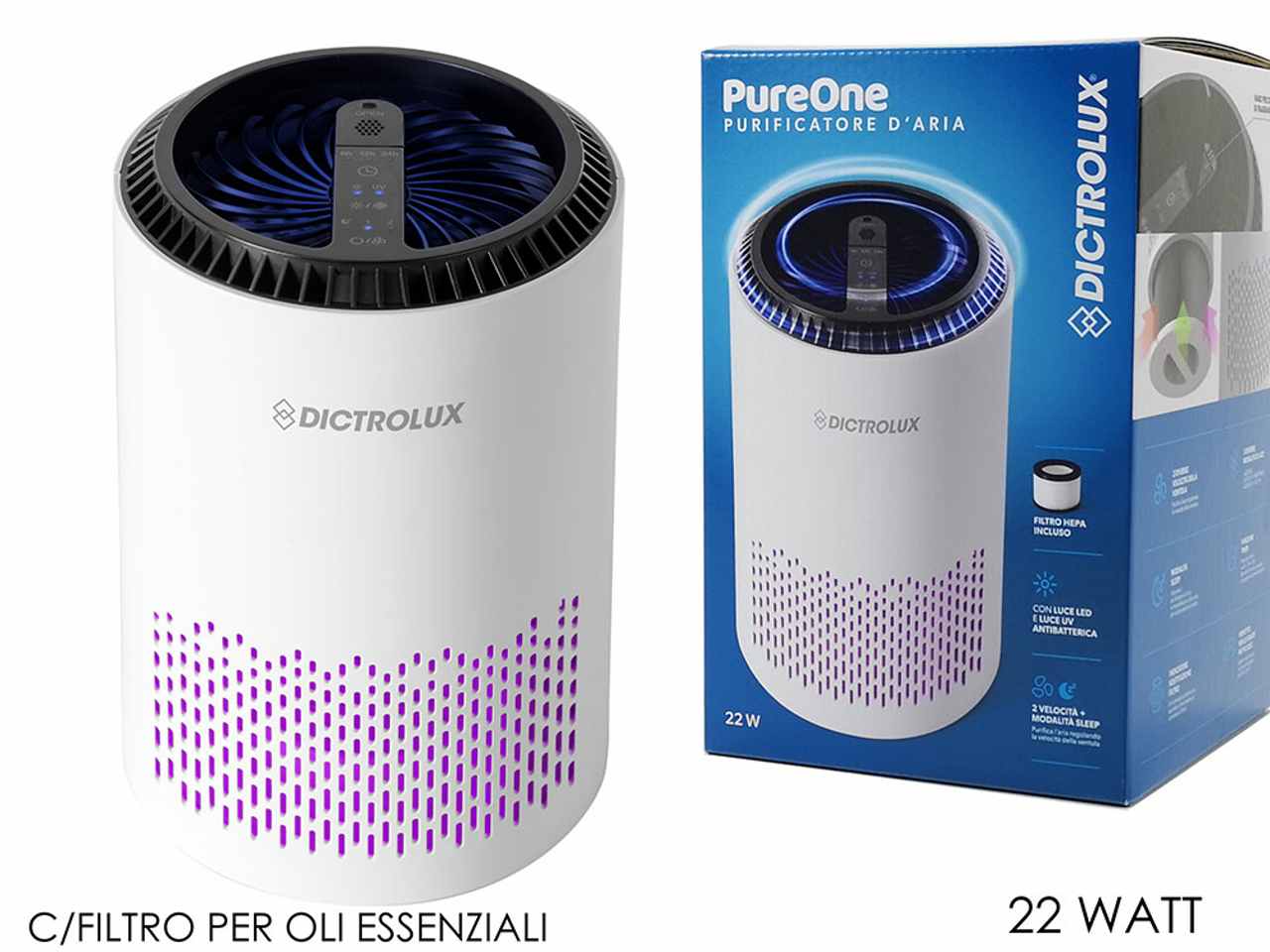 Purificatore d'aria pureone 22w bianco