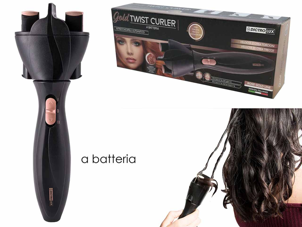 Intrecciacapelli gold twist curler a batteria
