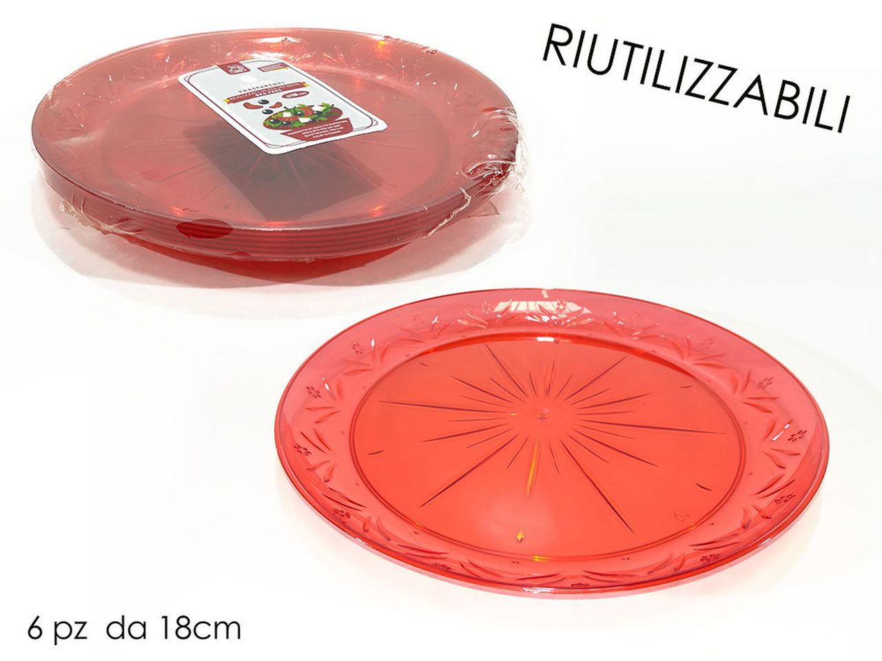 Servizio di piatti 18cm tondi rossi set da 6 piatti