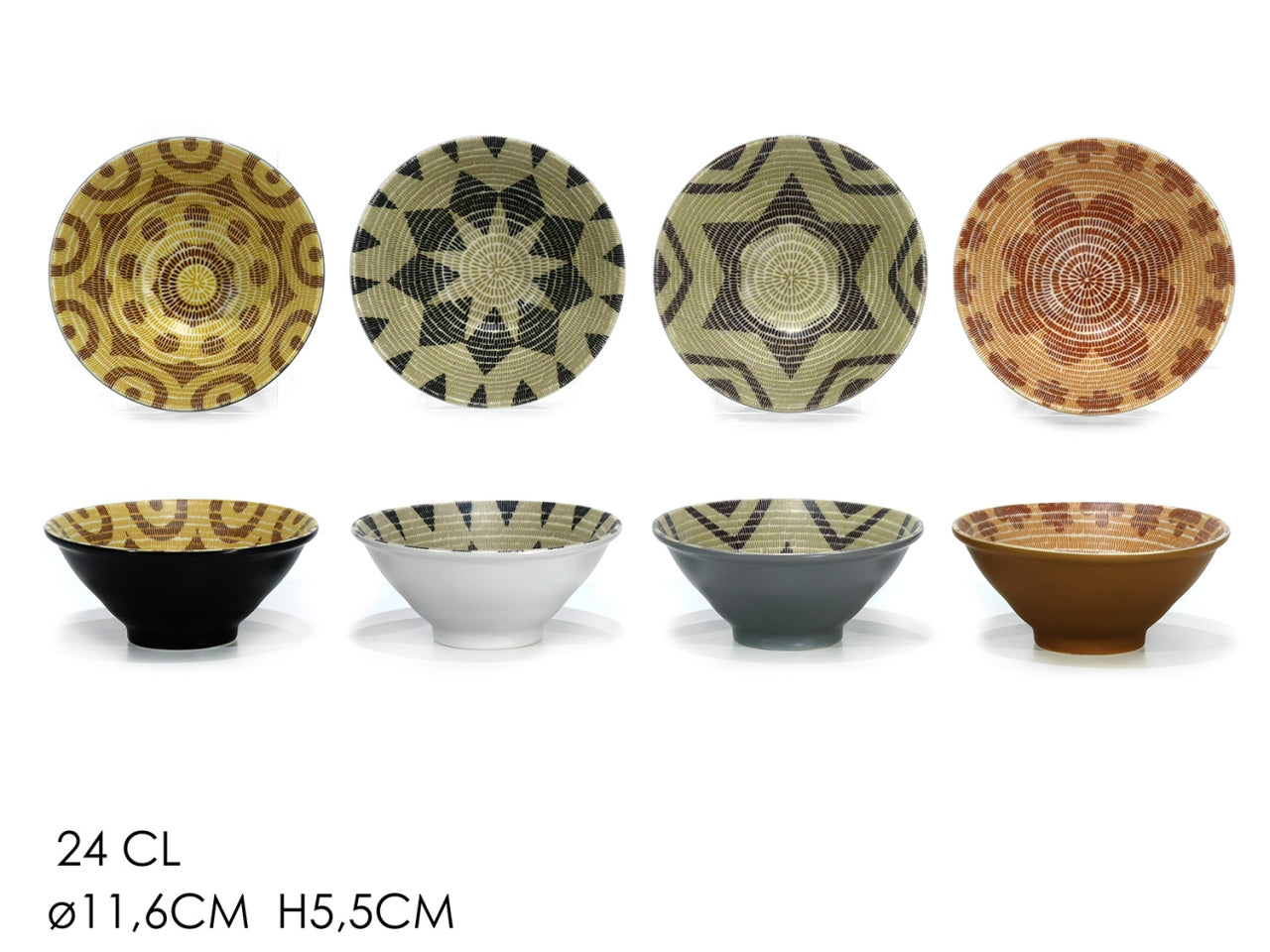 Coppetta in stoneware multicolor stile etnico 11,6x4,5 cm, 24 cl - Gusto Casa