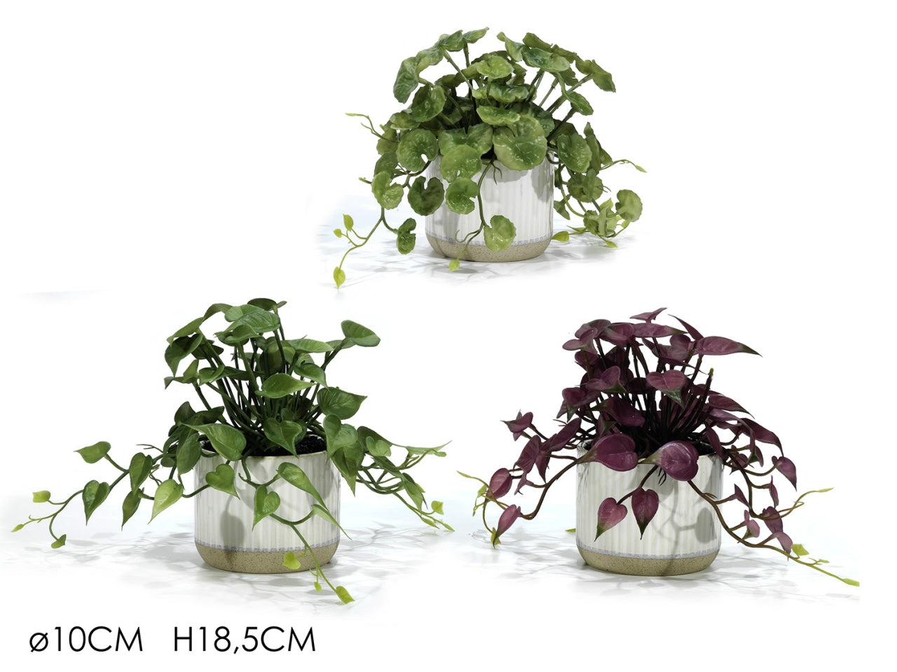 Pianta artificiale con vaso in ceramica e plastica 10x18,5 cm - General Trade