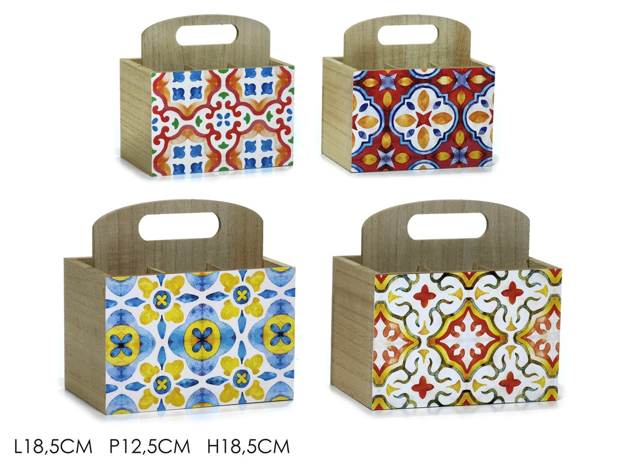 Portaposate mediterraneo in mdf multicolor 18,5x12,5x18,5 cm  - Gusto Casa