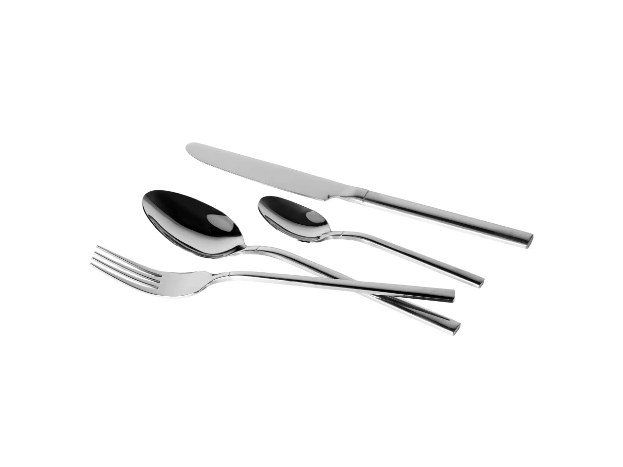 Servizio di Posate Zarak Shiny 24 Pezzi in Acciaio Inox - Stile Contemporaneo.